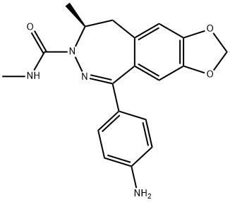 7H-1,3-Dioxolo[4,5-h][2,3]benzodiazepine-7-carboxamide, 5-(4-aminophenyl)-8,9-dihydro-N,8-dimethyl-, (8S)- 구조식 이미지