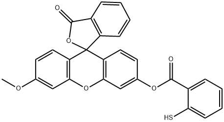 3-METHOXY=3-OXO-3H-SPIRO[ISOBENZOFURNA-1,9-XANTHEN]-6-YL 2-MERCAPTOBENZOATE Structure