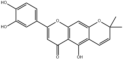 2H,6H-Benzo[1,2-b:5,4-b']dipyran-6-one, 8-(3,4-dihydroxyphenyl)-5-hydroxy-2,2-dimethyl- Structure