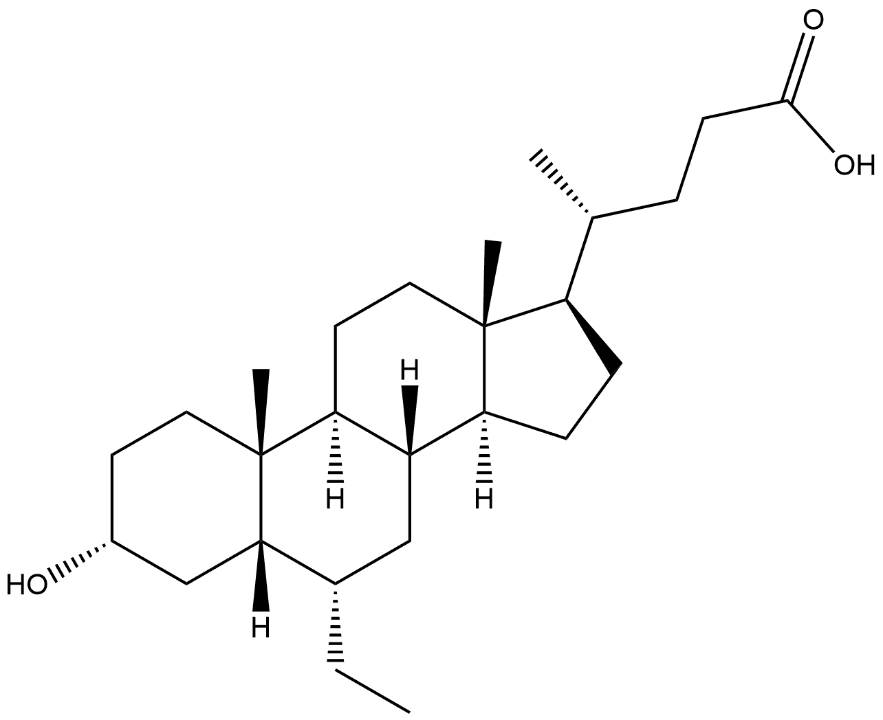 Cholan-24-oic acid, 6-ethyl-3-hydroxy-, (3α,5β,6α)- Structure