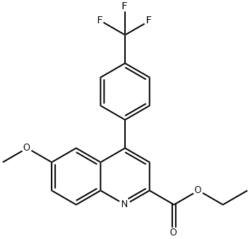 2-Quinolinecarboxylic acid, 6-methoxy-4-[4-(trifluoromethyl)phenyl]-, ethyl ester Structure