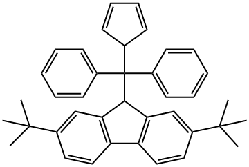 9H-Fluorene, 9-(2,4-cyclopentadien-1-yldiphenylmethyl)-2,7-bis(1,1-dimethylethyl)- Structure