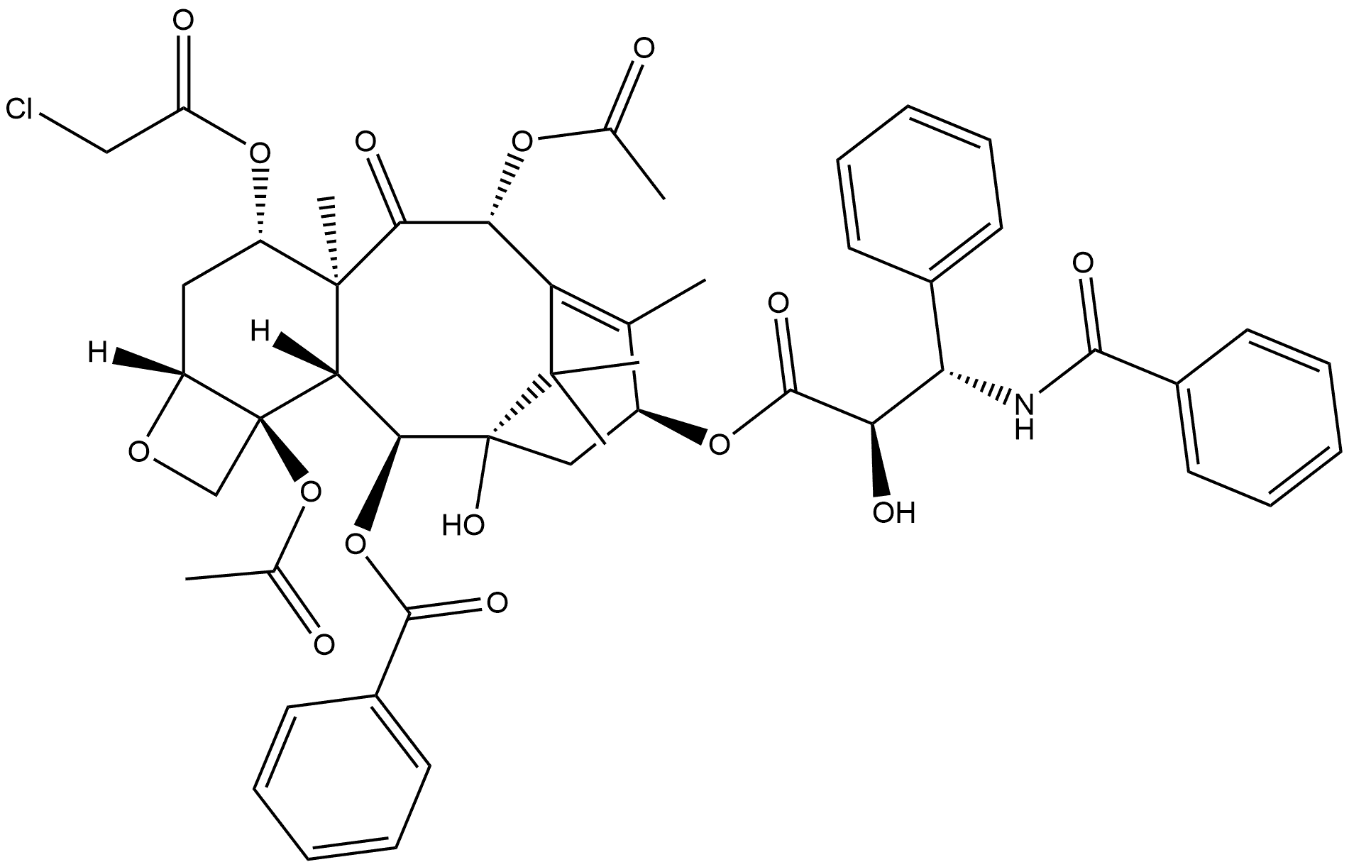 Benzenepropanoic acid, β-(benzoylamino)-α-hydroxy-, (2aR,4S,4aS,6R,9S,11S,12S,12aR,12bS)-6,12b-bis(acetyloxy)-12-(benzoyloxy)-4-[(chloroacetyl)oxy]-2a,3,4,4a,5,6,9,10,11,12,12a,12b-dodecahydro-11-hydroxy-4a,8,13,13-tetramethyl-5-oxo-7,11-methano-1H-cyclodeca[3,4]benz[1,2-b]oxet-9-yl ester, (αR,βS)- Structure