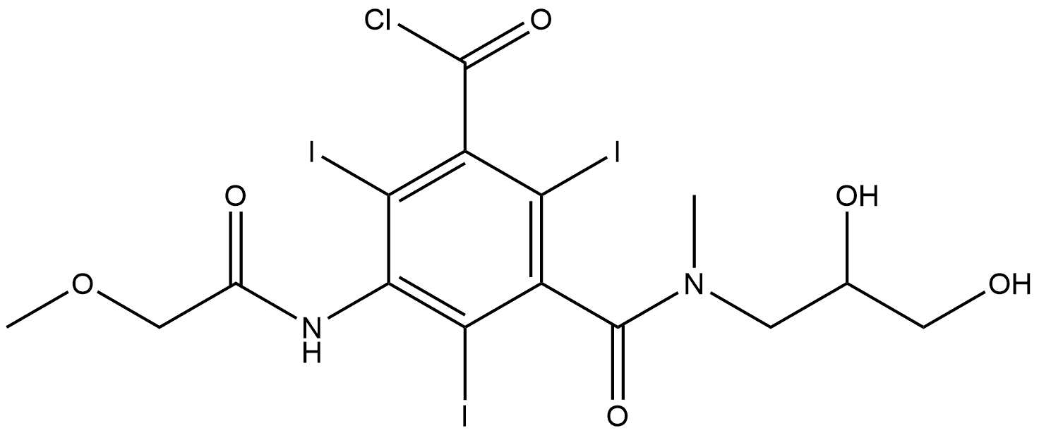 Benzoyl chloride, 3-[[(2,3-dihydroxypropyl)methylamino]carbonyl]-2,4,6-triiodo-5-[(2-methoxyacetyl)amino]- Structure