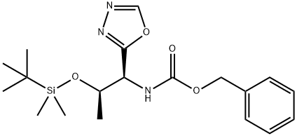 Benzyl ((1S,2R)-2-((tert-butyldimethylsilyl)oxy)-1-(1,3,4-oxadiazol-2-yl)propyl)carbamate 구조식 이미지