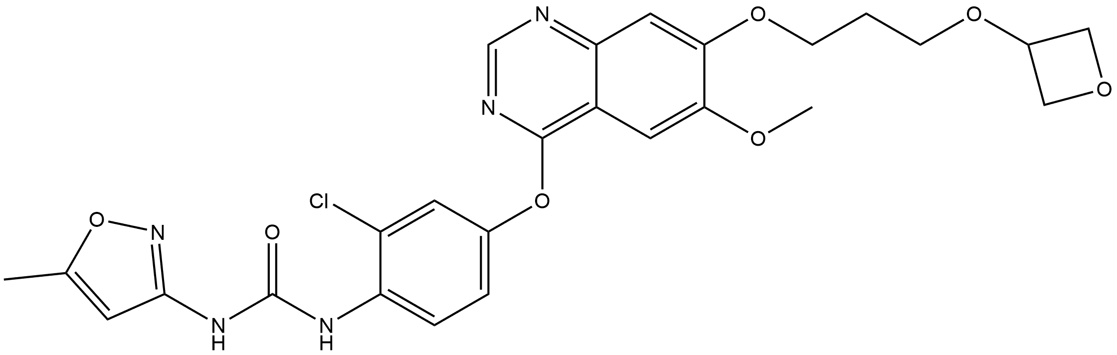 N-[2-Chloro-4-[[6-methoxy-7-[3-(3-oxetanyloxy)propoxy]-4-quinazolinyl]oxy]phenyl]-N′-(5-methyl-3-isoxazolyl)urea Structure