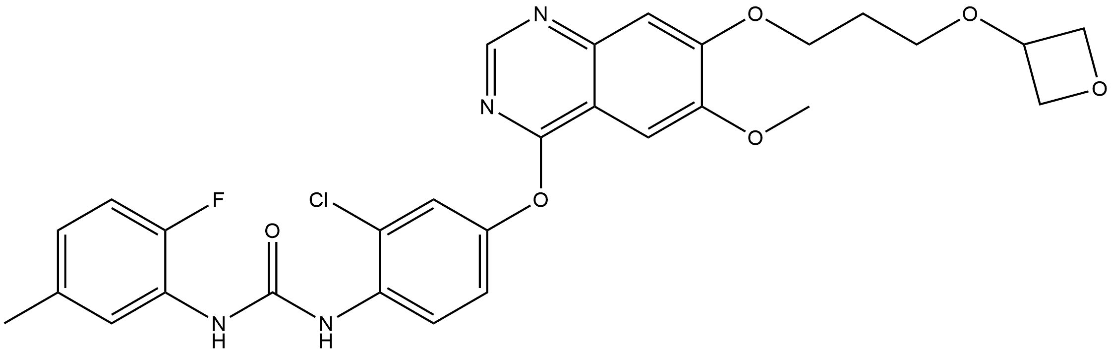 N-[2-Chloro-4-[[6-methoxy-7-[3-(3-oxetanyloxy)propoxy]-4-quinazolinyl]oxy]phenyl]-N′-(2-fluoro-5-methylphenyl)urea Structure