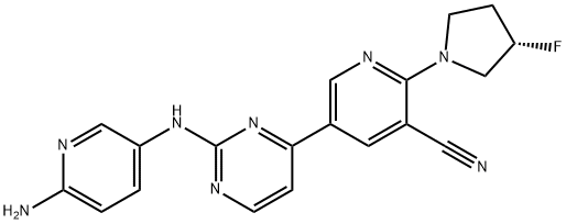 3-Pyridinecarbonitrile, 5-[2-[(6-amino-3-pyridinyl)amino]-4-pyrimidinyl]-2-[(3S)-3-fluoro-1-pyrrolidinyl]- Structure