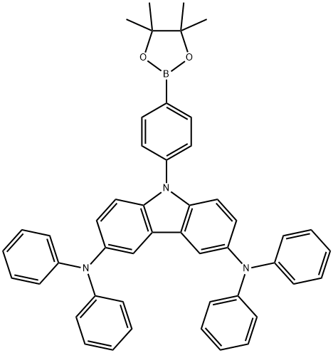 9H-Carbazole-3,6-diamine, N3,N3,N6,N6-tetraphenyl-9-[4-(4,4,5,5-tetramethyl-1,3,2-dioxaborolan-2-yl)phenyl]- 구조식 이미지