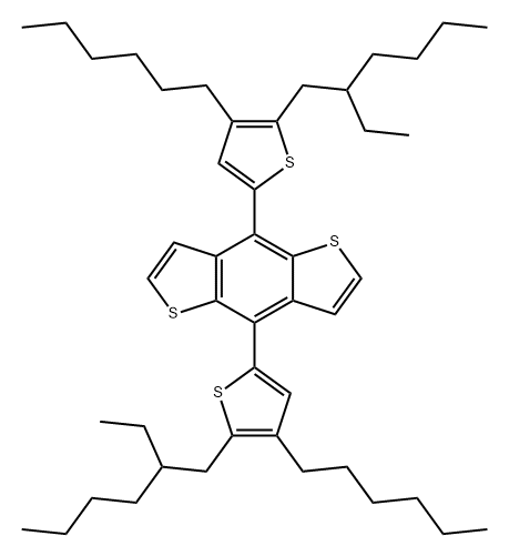 Benzo[1,2-b:4,5-b']dithiophene, 4,8-bis[5-(2-ethylhexyl)-4-hexyl-2-thienyl]- Structure