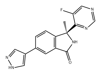 1H-Isoindol-1-one, 3-(5-fluoro-4-pyrimidinyl)-2,3-dihydro-3-methyl-6-(1H-pyrazol-4-yl)-, (3S)- Structure