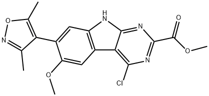 9H-Pyrimido[4,5-b]indole-2-carboxylic acid, 4-chloro-7-(3,5-dimethyl-4-isoxazolyl)-6-methoxy-, methyl ester Structure