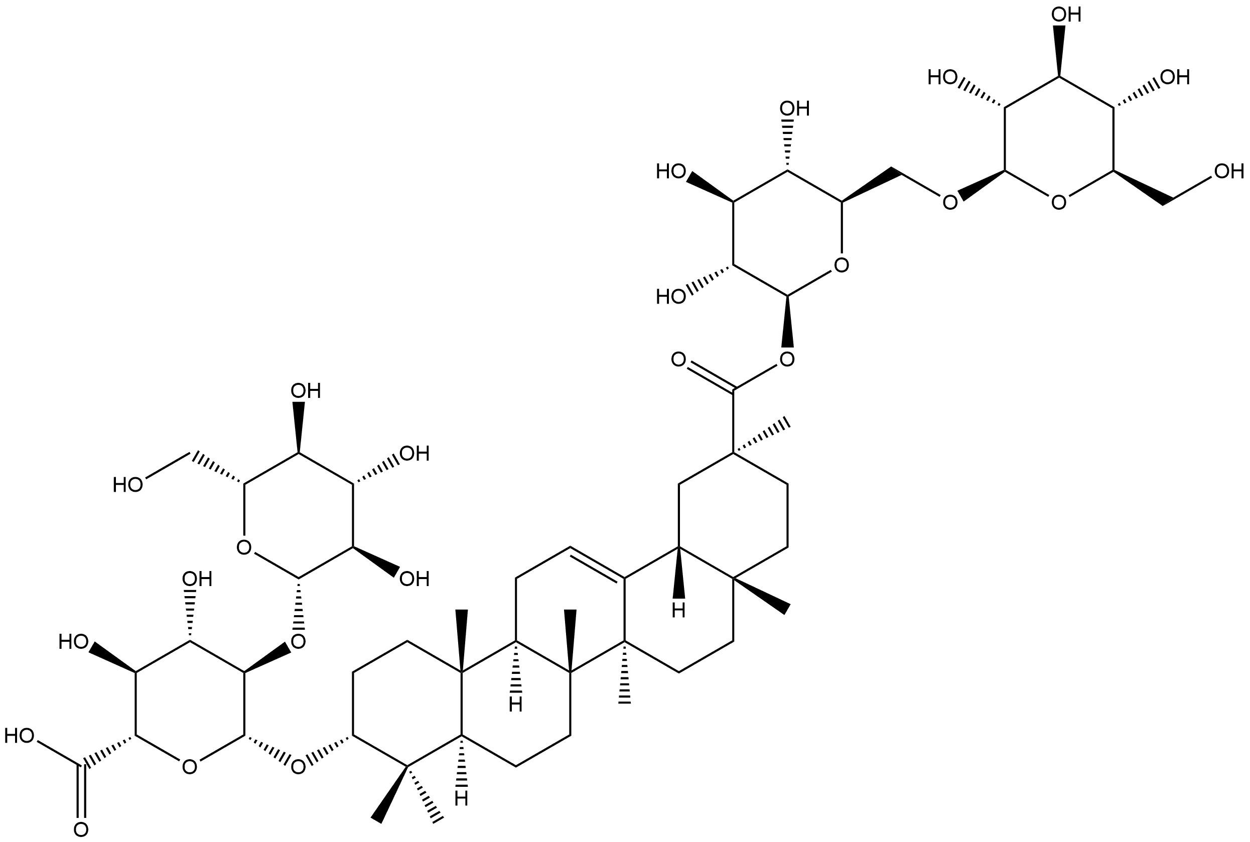 β-D-Glucopyranosiduronic acid, (3β,20α)-29-[(6-O-β-D-glucopyranosyl-β-D-glucopyranosyl)oxy]-29-oxoolean-12-en-3-yl 2-O-β-D-glucopyranosyl- Structure