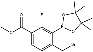 Benzoic acid, 4-(bromomethyl)-2-fluoro-3-(4,4,5,5-tetramethyl-1,3,2-dioxaborolan-2-yl)-, methyl ester Structure
