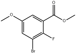 Benzoic acid, 3-bromo-2-fluoro-5-methoxy-, methyl ester Structure