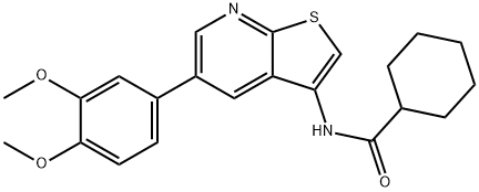 Cyclohexanecarboxamide, N-[5-(3,4-dimethoxyphenyl)thieno[2,3-b]pyridin-3-yl]- Structure