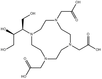 1,4,7,10-Tetraazacyclododecane-1,4,7-triacetic acid, 10-[(1R,2S)-2,3-dihydroxy-1-(hydroxymethyl)propyl]- 구조식 이미지