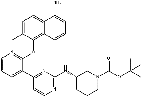 1-Piperidinecarboxylic acid, 3-[[4-[2-[(5-amino-2-methyl-1-naphthalenyl)oxy]-3-pyridinyl]-2-pyrimidinyl]amino]-, 1,1-dimethylethyl ester, (3S)- Structure