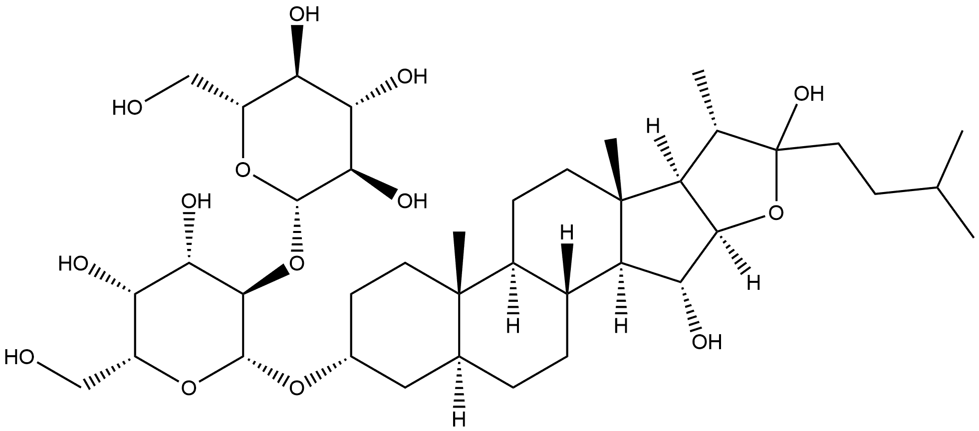 β-D-Galactopyranoside, (3β,5β,15β)-15,22-dihydroxyfurostan-3-yl 2-O-β-D-glucopyranosyl- Structure