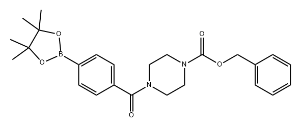 1-Piperazinecarboxylic acid, 4-[4-(4,4,5,5-tetramethyl-1,3,2-dioxaborolan-2-yl)benzoyl]-, phenylmethyl ester 구조식 이미지