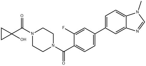 Methanone, [4-[2-fluoro-4-(1-methyl-1H-benzimidazol-5-yl)benzoyl]-1-piperazinyl](1-hydroxycyclopropyl)- Structure