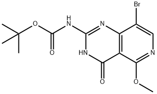 Carbamic acid, N-(8-bromo-3,4-dihydro-5-methoxy-4-oxopyrido[4,3-d]pyrimidin-2-yl)-, 1,1-dimethylethyl ester Structure