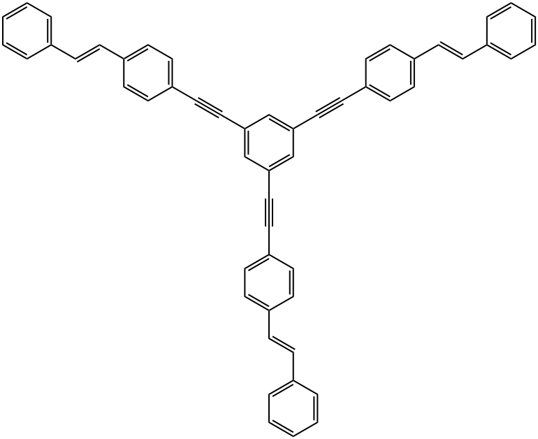 Benzene, 1,3,5-tris[2-[4-[(1E)-2-phenylethenyl]phenyl]ethynyl]- Structure