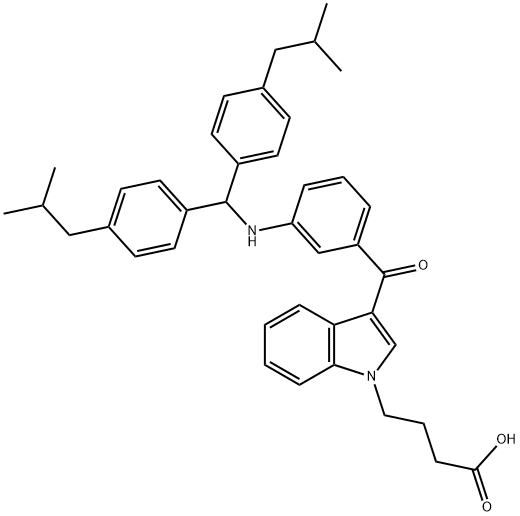 1H-Indole-1-butanoic acid, 3-[3-[[bis[4-(2-methylpropyl)phenyl]methyl]amino]benzoyl]- Structure