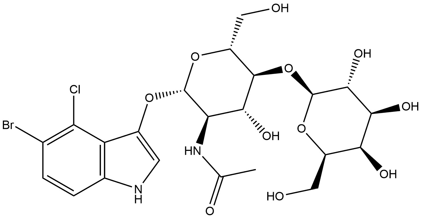 (5-bromo-4-chloroindol-3-yl) 2-acetamido-2-deoxy-4-O-(β-D-galactopyranosyl)-β-D-glucopyranoside Structure