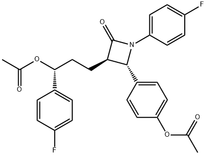 2-Azetidinone, 3-[(3R)-3-(acetyloxy)-3-(4-fluorophenyl)propyl]-4-[4-(acetyloxy)phenyl]-1-(4-fluorophenyl)-, (3R,4S)- 구조식 이미지