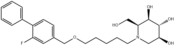 3,4,5-Piperidinetriol, 1-[5-[(2-fluoro[1,1'-biphenyl]-4-yl)methoxy]pentyl]-2-(hydroxymethyl)-, (2S,3R,4R,5S)- Structure