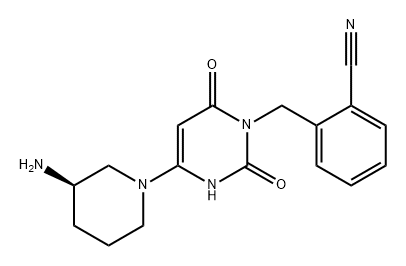 Benzonitrile, 2-[[4-[(3R)-3-amino-1-piperidinyl]-3,6-dihydro-2,6-dioxo-1(2H)-pyrimidinyl]methyl]- 구조식 이미지