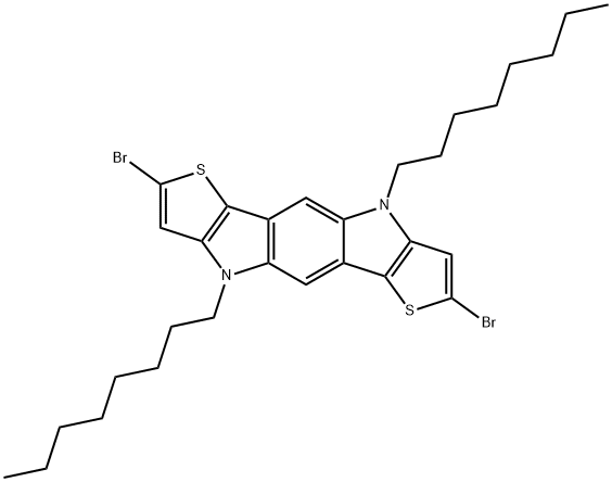 2,7-dibromo-4,9-dioctyl-4,9-dihydrothieno[2',3':4,5]pyrrolo[2,3-f]thieno[3,2-b]indole Structure