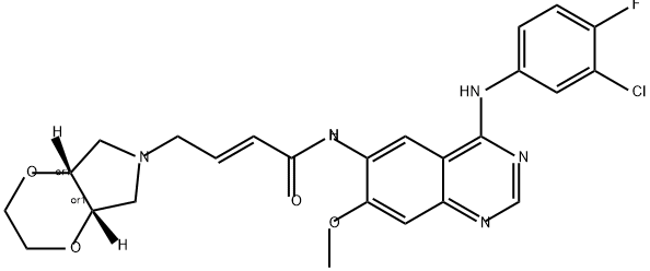 2-Butenamide, N-[4-[(3-chloro-4-fluorophenyl)amino]-7-methoxy-6-quinazolinyl]-4-[(4aR,7aS)-hexahydro-6H-1,4-dioxino[2,3-c]pyrrol-6-yl]-, (2E)-rel- 구조식 이미지