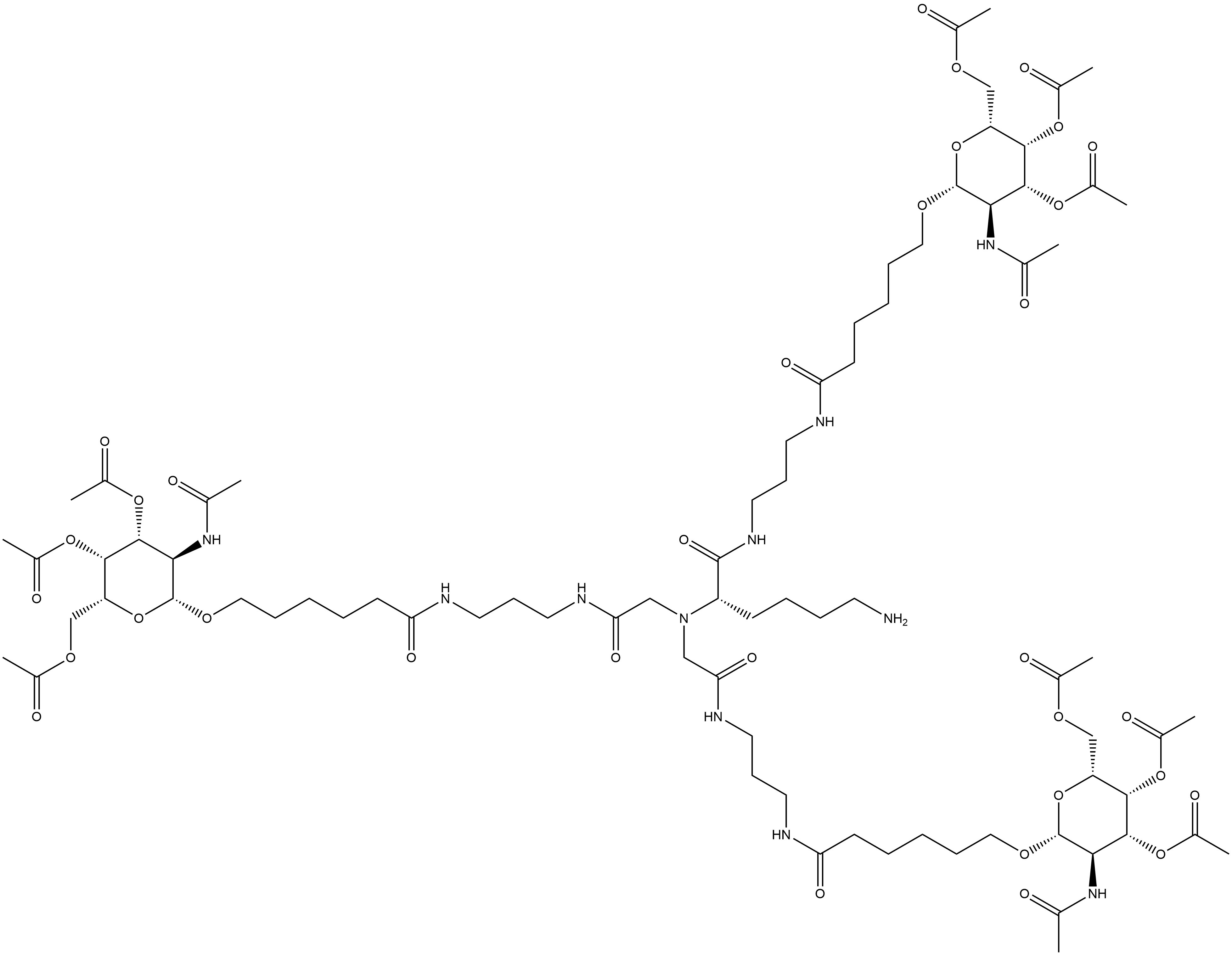 (2S)-6-Amino-2-[bis[2-oxo-2-[[3-[[1-oxo-6-[[3,4,6-tri-O-acetyl-2-(acetylamino)-2-deoxy-β-D-galactopyranosyl]oxy]hexyl]amino]propyl]amino]ethyl]amino]-N-[3-[[1-oxo-6-[[3,4,6-tri-O-acetyl-2-(acetylamino)-2-deoxy-β-D-galactopyranosyl]oxy]hexyl]amino]propyl]hexanamide Structure