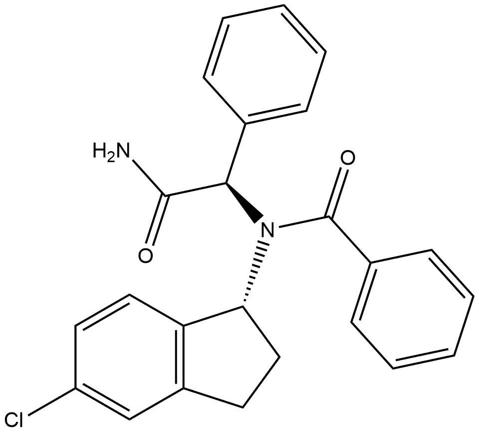 N-((R)-2-amino-2-oxo-1-phenylethyl)-N-((R)-5-chloro-2,3-dihydro-1H-inden-1-yl)benzamide Structure