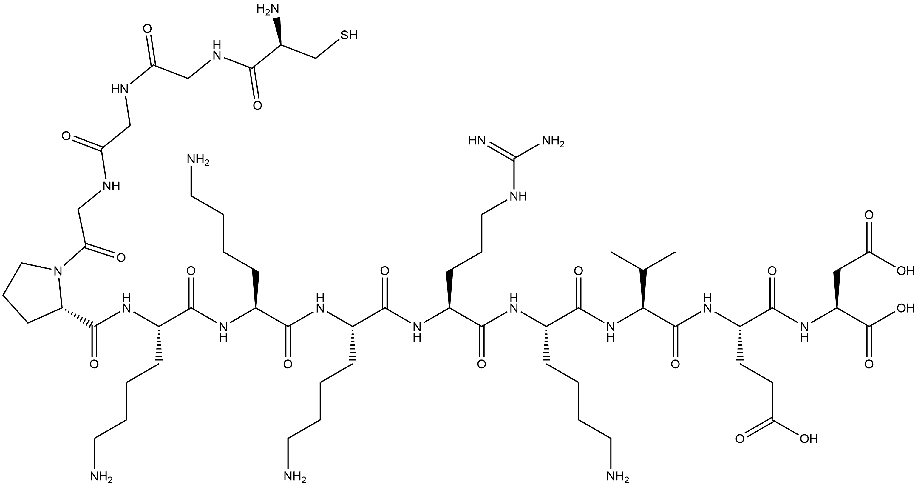 L-Aspartic acid, L-cysteinylglycylglycylglycyl-L-prolyl-L-lysyl-L-lysyl-L-lysyl-L-arginyl-L-lysyl-L-valyl-L-α-glutamyl- 구조식 이미지