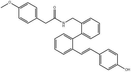 Benzeneacetamide, N-[[2'-[(1E)-2-(4-hydroxyphenyl)ethenyl][1,1'-biphenyl]-2-yl]methyl]-4-methoxy- 구조식 이미지