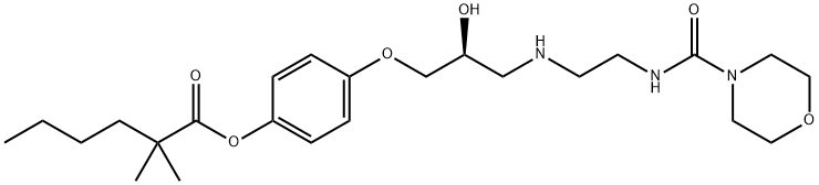 Hexanoic acid, 2,2-dimethyl-, 4-[(2S)-2-hydroxy-3-[[2-[(4-morpholinylcarbonyl)amino]ethyl]amino]propoxy]phenyl ester Structure