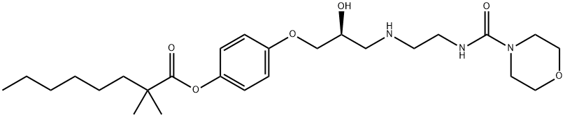 Octanoic acid, 2,2-dimethyl-, 4-[(2S)-2-hydroxy-3-[[2-[(4-morpholinylcarbonyl)amino]ethyl]amino]propoxy]phenyl ester Structure