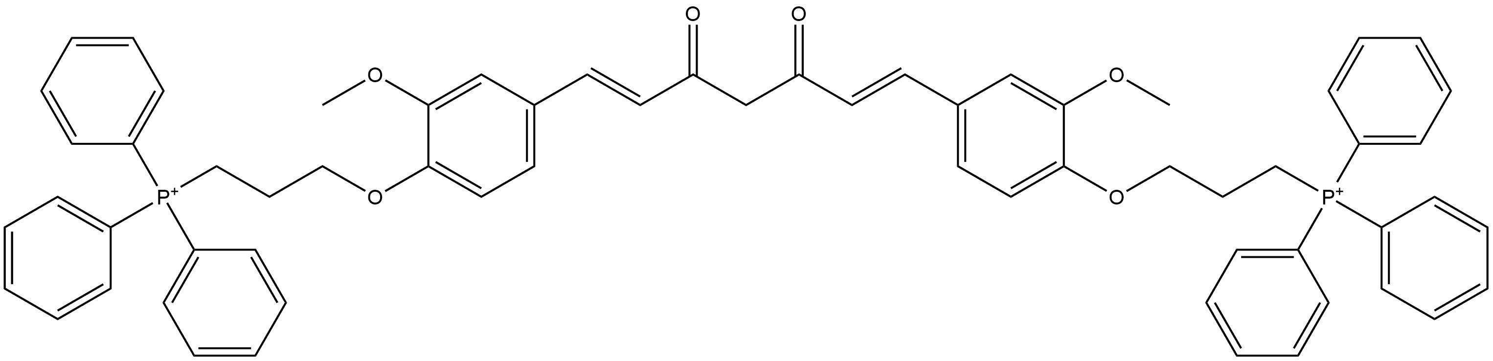 Phosphonium, 1,1-[[(1E,6E)-3,5-dioxo-1,6-heptadiene-1,7-diyl]bis[(2-methoxy-4,1-phenylene)oxy-3,1-propanediyl]]bis[1,1,1-triphenyl- (ACI) 구조식 이미지