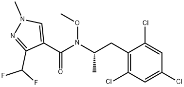 1H-Pyrazole-4-carboxamide, 3-(difluoromethyl)-N-methoxy-1-methyl-N-[(1S)-1-methyl-2-(2,4,6-trichlorophenyl)ethyl]- Structure