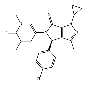 Pyrrolo[3,4-c]pyrazol-6(1H)-one, 4-(4-chlorophenyl)-1-cyclopropyl-5-(1,6-dihydro-1,5-dimethyl-6-oxo-3-pyridinyl)-4,5-dihydro-3-methyl-, (4R)- Structure