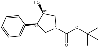 1-Pyrrolidinecarboxylic acid, 3-hydroxy-4-phenyl-, 1,1-dimethylethyl ester, (3R,4R)-rel- Structure