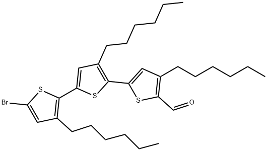 [2,2':5',2''-Terthiophene]-5-carboxaldehyde, 5''-bromo-3',3'',4-trihexyl- Structure