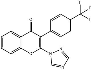 4H-1-Benzopyran-4-one, 2-(1H-1,2,4-triazol-1-yl)-3-[4-(trifluoromethyl)phenyl]- Structure