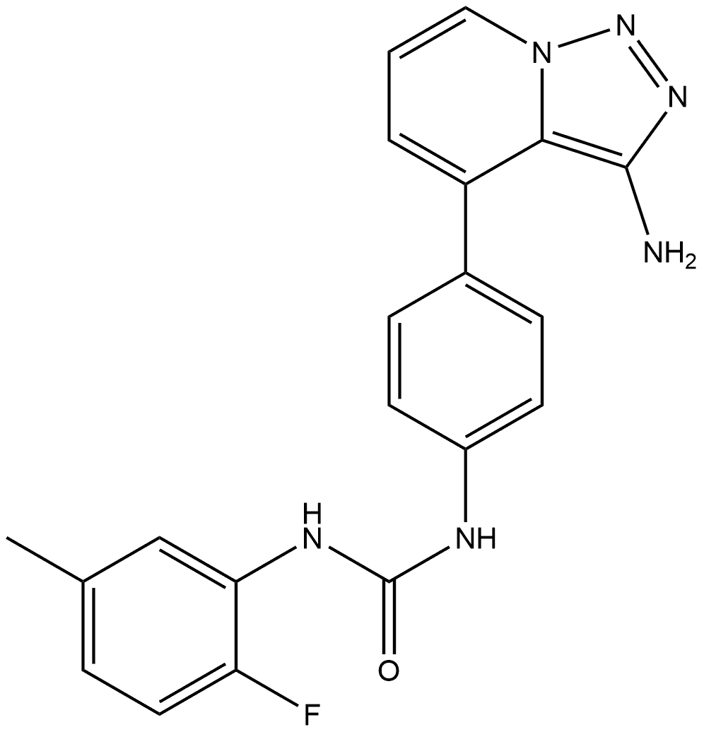 N-[4-(3-Amino[1,2,3]triazolo[1,5-a]pyridin-4-yl)phenyl]-N′-(2-fluoro-5-methylphenyl)urea Structure