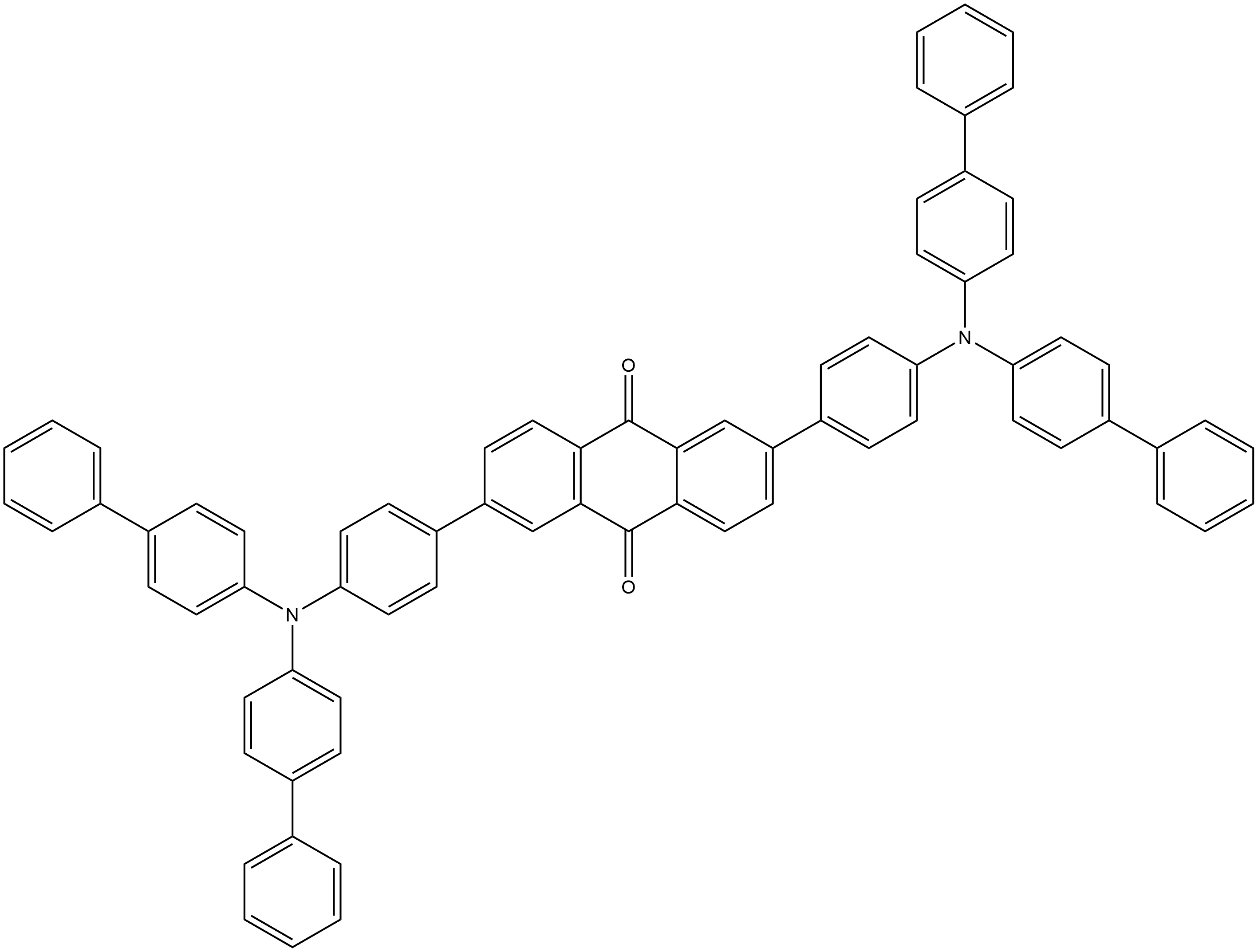 2,6-Bis{4-[bis(biphenyl-4-yl)amino]phenyl}anthraquinone Structure