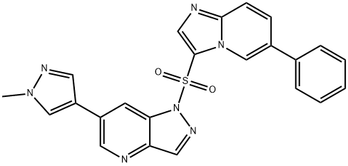 1H-Pyrazolo[4,3-b]pyridine, 6-(1-methyl-1H-pyrazol-4-yl)-1-[(6-phenylimidazo[1,2-a]pyridin-3-yl)sulfonyl]- Structure