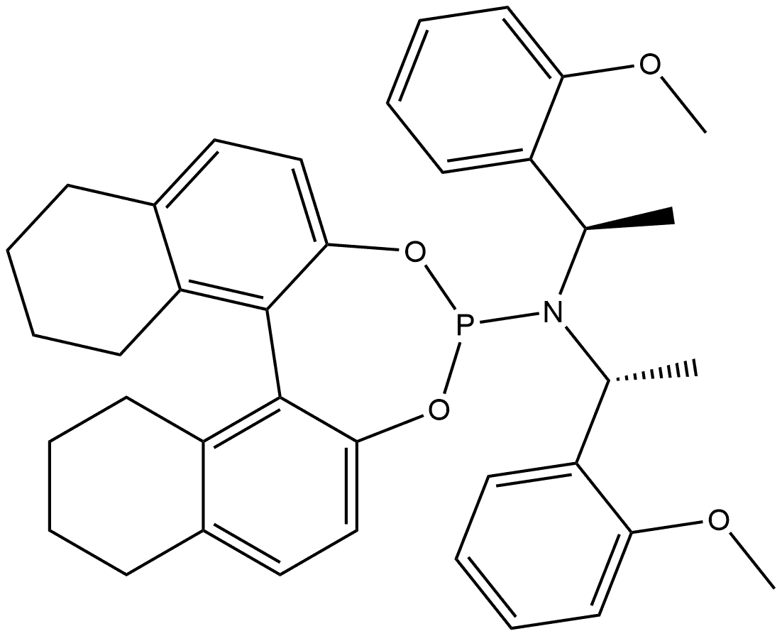 (11bS)-N,N-bis((R)-1-(2-methoxyphenyl)ethyl)-8,9,10,11,12,13,14,15-octahydrodinaphtho[2,1-d:1',2'-f][1,3,2]dioxaphosphepin-4-amine Structure